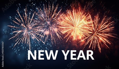 Colorful Fireworks Display Celebrating New Year