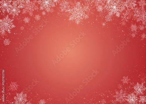 Red Background With Snowflakes Border Design