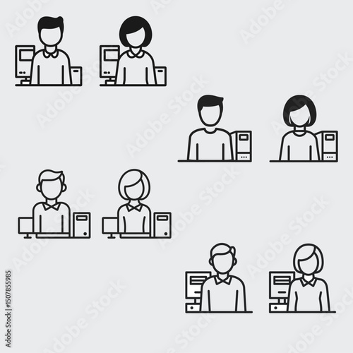 computer user or desktop profile, user admin Administrator with two gender icon vector
