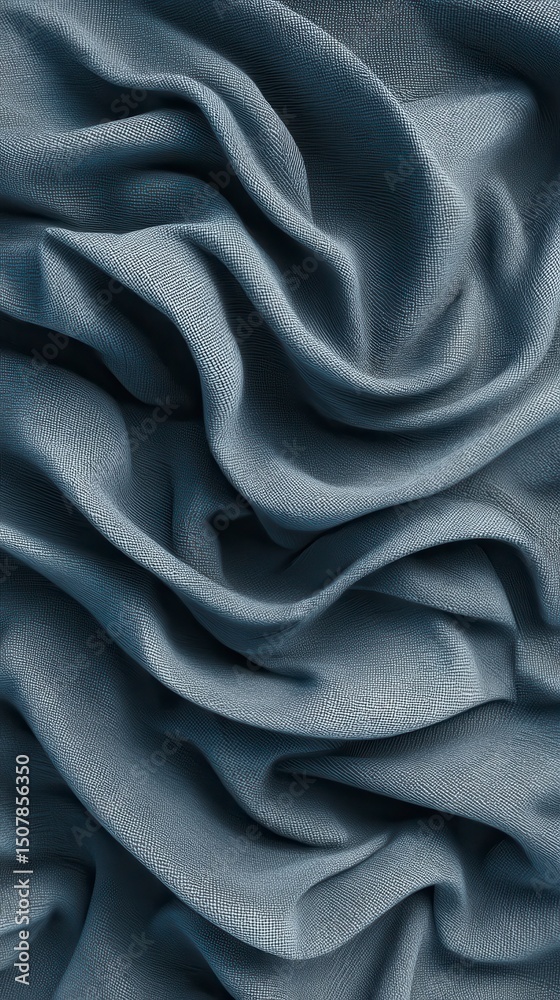 Fototapeta premium Textured Blue Fabric Waves