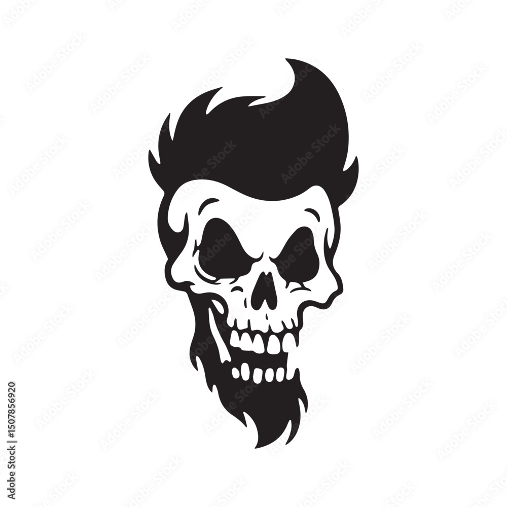 Crazy skull barber vector illustration Silhouette white Background. Crazy skull barber vector illustration Silhouette white Background.