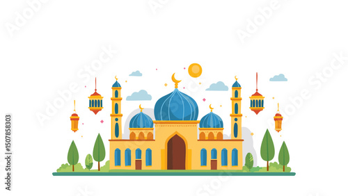 Cultural Eid Celebrations with Islamic Motifs

