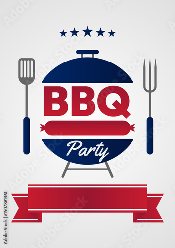 Vintage BBQ Party Flyer With Grilling Icons and Decorative Elements Illustration. Perfect for party invitations, promotional materials, or posters related to BBQ or grilling gatherings