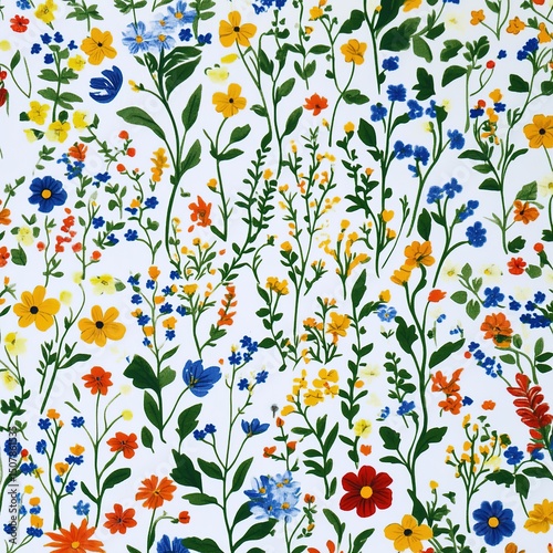 Colorful Floral Pattern Design On White Background