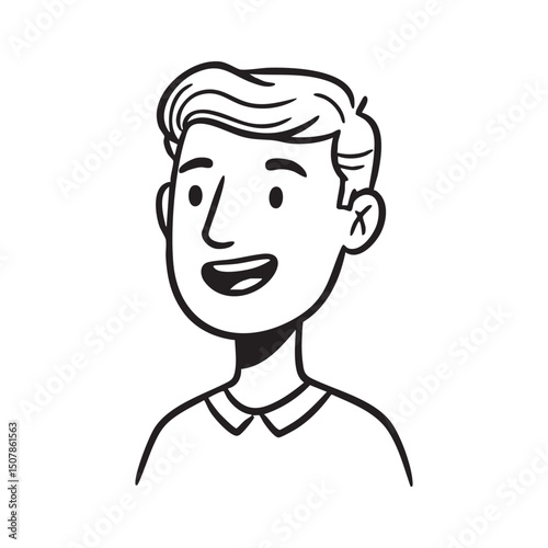 Wallpaper Mural Happy Young Man Cartoon Outline Illustration Vector EPS Clipart Torontodigital.ca