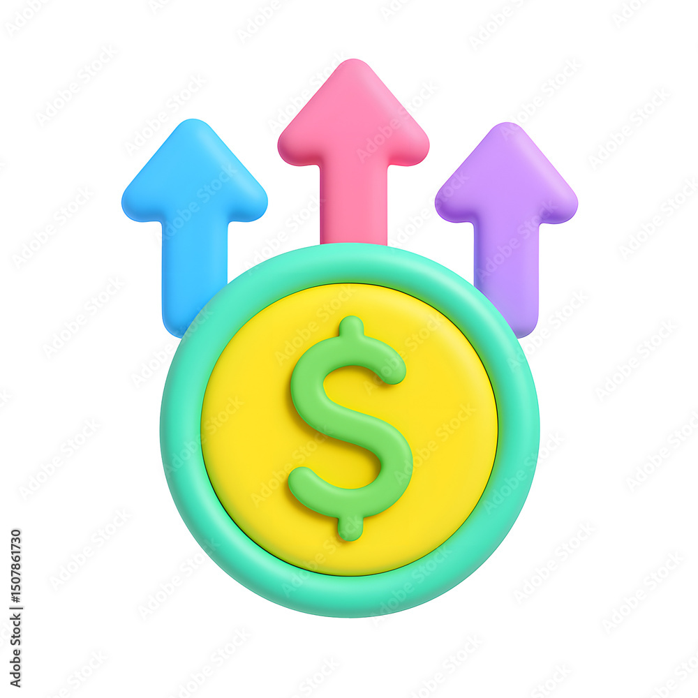 Colorful abstract image with upward pointing arrows surrounding a central dollar sign, symbolizing economic growth, financial progress, and increased profitability. Colorful abstract image with upward pointing arrows surrounding a central dollar sign, symbolizing economic growth, financial progress, and increased profitability.