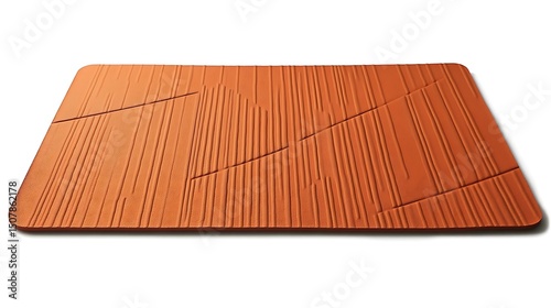 Sleek orange yoga mat with bold linear patterns isolated on a white backdrop