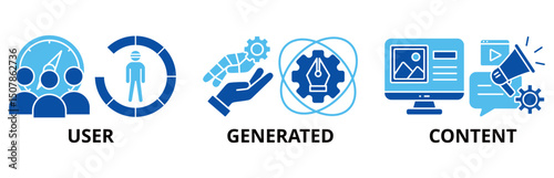 UGC icon set illustration contain user, generated and content.
