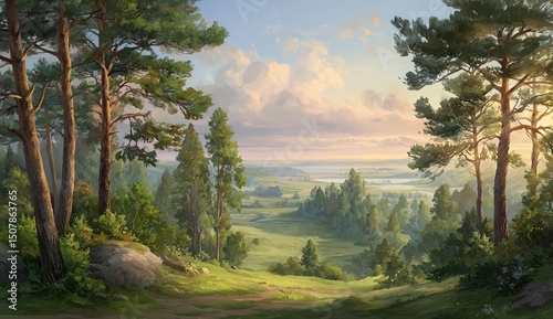 Rustic Forest Landscape Painting