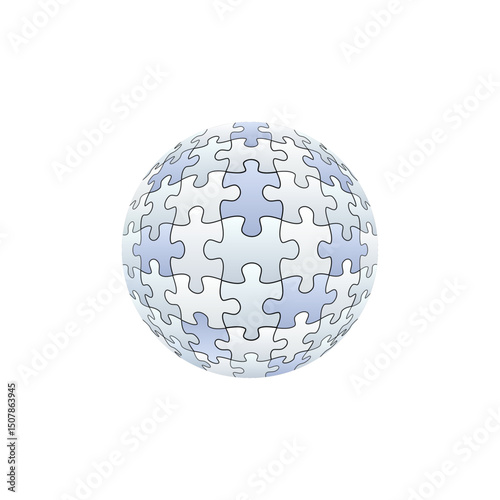 Jigsaw puzzle globe sphere. Vector isolated on white background