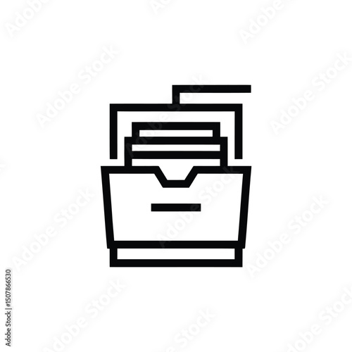 Filing Cabinet Icon, Drawer with Files, Office Paperwork, Transparent