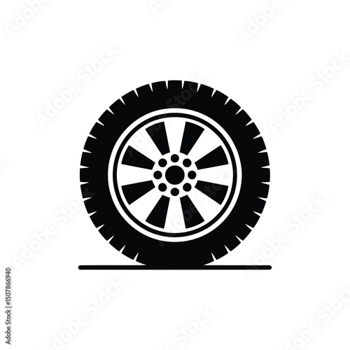Flat Tire Rubber Car Automotive Circle Isolated Icon in Transparent Style