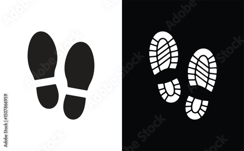 Footprint Icon Set, Shoeprints Graphic, Sole Marks Symbol, Isolated on Background