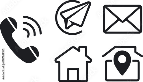 Contact us set of web icons in line style. Social Media network icons for web and mobile app. Customer service. Contact support sign and symbols. Call us, support, email, message, phone, info black Co