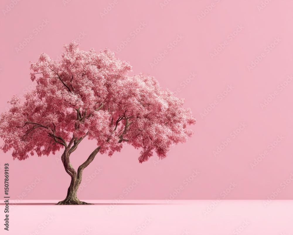 Obraz premium Pink Tree on Pink Background