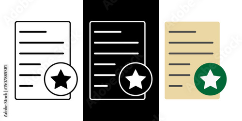 Military enlistment document icon in outline, dark mode, and color styles, vector illustration of official registration form used for joining armed forces.