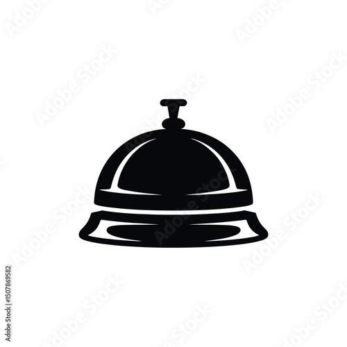 Isolated Black Reception Bell on Transparent Background