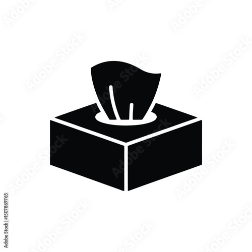 Isolated Tissue Box Black Silhouette on Transparent Background