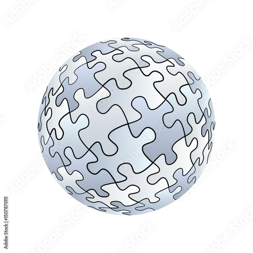 Jigsaw puzzle globe sphere. Vector isolated on white background.	