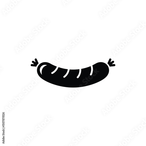 Monochrome Sausage Silhouette Isolated on White Background, Meat Icon Style