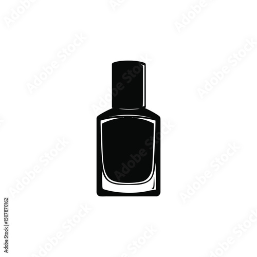 Nail Polish Bottle Isolated Silhouette, Manicure Polish Container, Elegant Cosmetics
