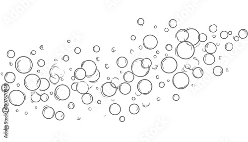 Hand Drawn Water Bubble Doodle � Line Sketch Style Sparkle and Drop Vector Illustration