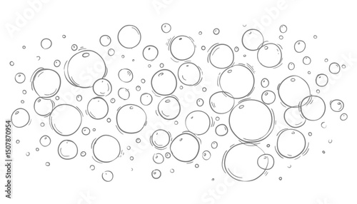 Hand Drawn Water Bubble Doodle � Line Sketch Style Sparkle and Drop Vector Illustration