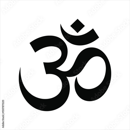 Om symbol black and white graphic design