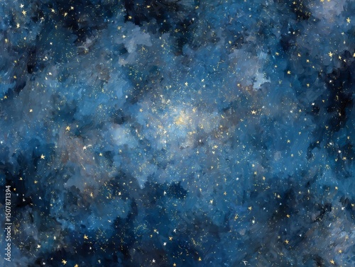 Cosmic Blue Starry Background