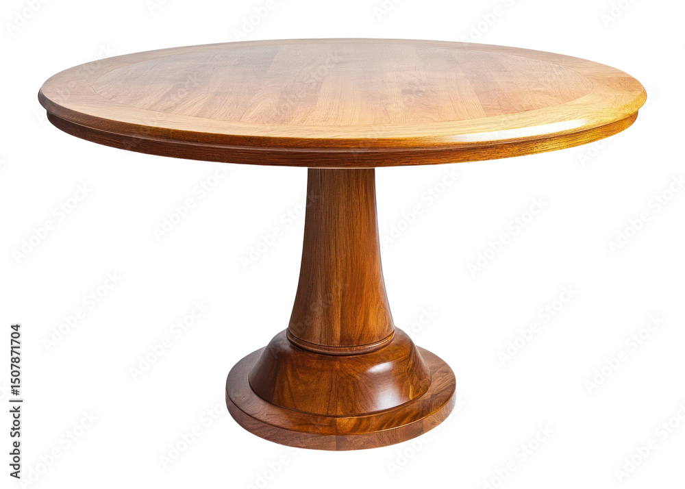 PNG A Minimal round wooden dining table furniture pedestal tabletop. PNG A Minimal round wooden dining table furniture pedestal tabletop.