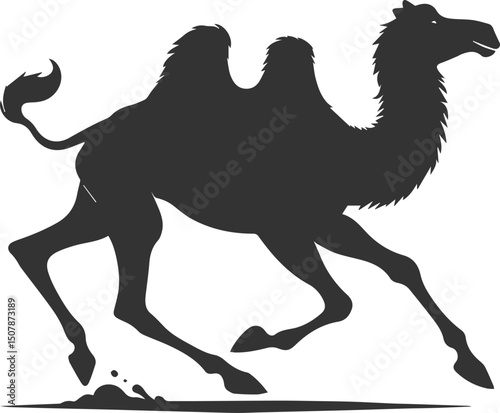 Vector black drawing of a camel animal silhouette
