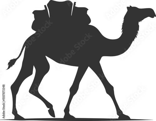 Vector black drawing of a camel animal silhouette