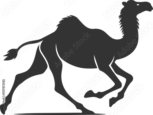 Vector black drawing of a camel animal silhouette