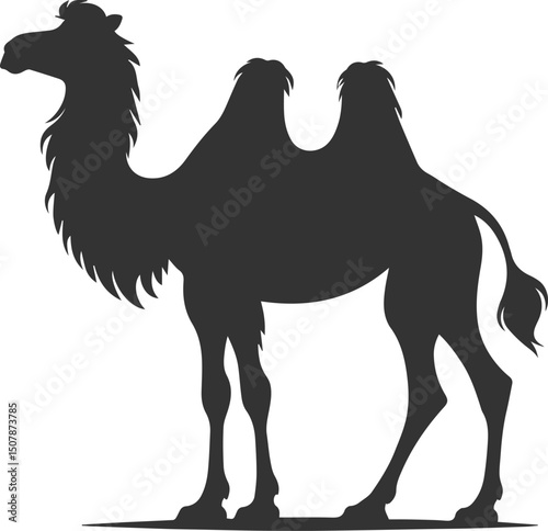 Vector black drawing of a camel animal silhouette
