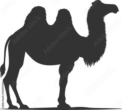 Vector black drawing of a camel animal silhouette