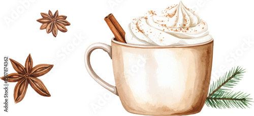 Hot coffee and sweet dessert cream in an isolated glass cup