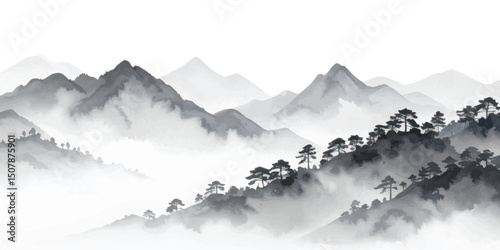 Snowy mountain peaks in a cold winter landscape