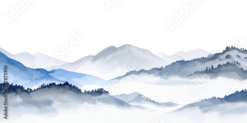 Snowy mountain peaks in a cold winter landscape