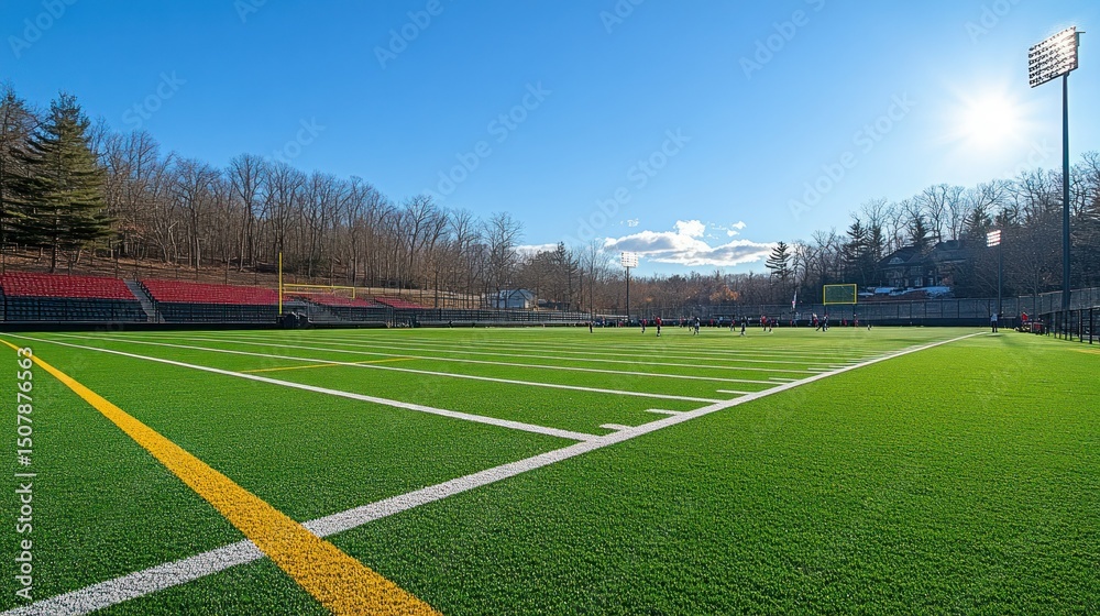 Obraz premium Outdoor football field under sunny sky