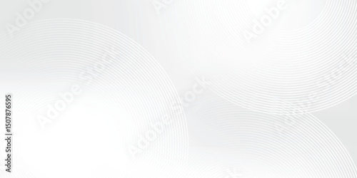 White glowing geometric lines on gray background. Modern shiny blue circle abstract