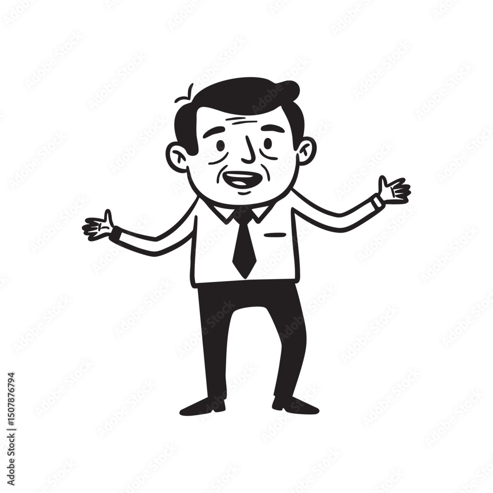 Retro Style Businessman Cartoon Illustration Outline Drawing of a Man in Suit Retro Style Businessman Cartoon Illustration Outline Drawing of a Man in Suit