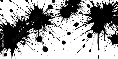 Grunge black ink splatter texture design elements
