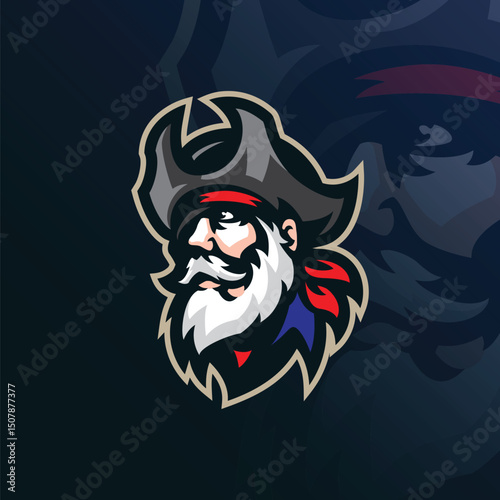 Captain mascot logo with modern illustration concept style for badge, emblem and t shirt printing. Captain pirates illustration.