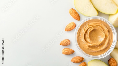 Delicious Creamy Peanut Butter with Almonds and Apples