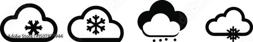 Vector Illustration Set of Cloudy Snowy Weather Icons

