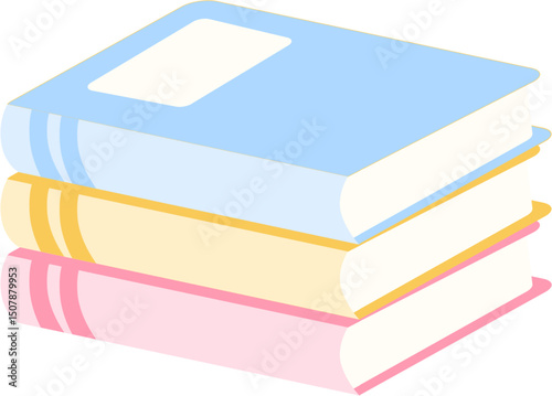 cute books school supplies illustration