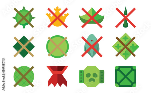 Collection of 16 Flat Design No Entry Icons Forbidden Symbols and Prohibited Shapes