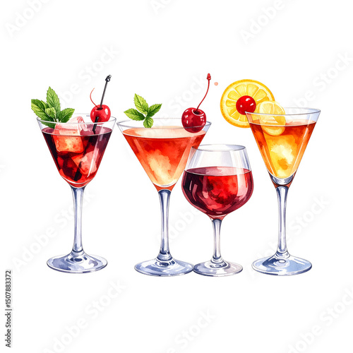 Wallpaper Mural A red alcoholic cocktail drink with cherry and lime in a glass, a cold and refreshing beverage for a party or bar celebration Torontodigital.ca