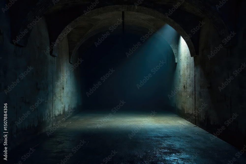 Obraz premium A dark, shadowy interior of a shelter, suggesting protection and mystery The image evokes a sense of refuge and security within the confines of darkness , somber, shelter, dimly lit