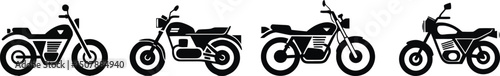 Vector Illustration Set of Classic_Motorcycle_Side


